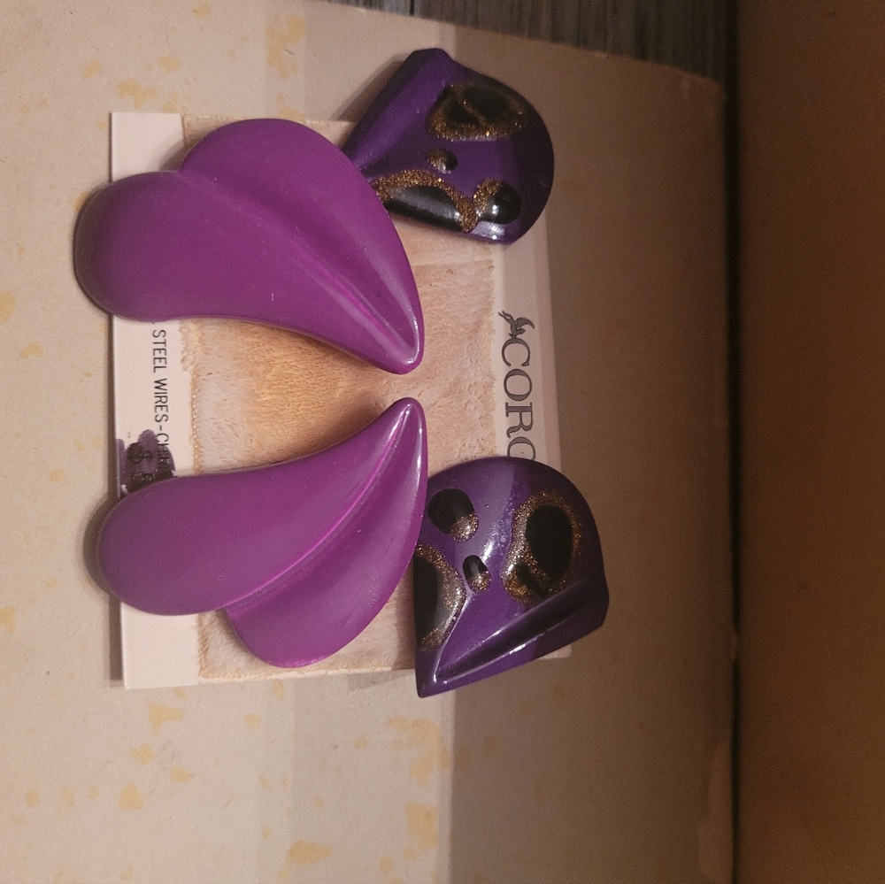 Purple Coro Set Of Two Earrings